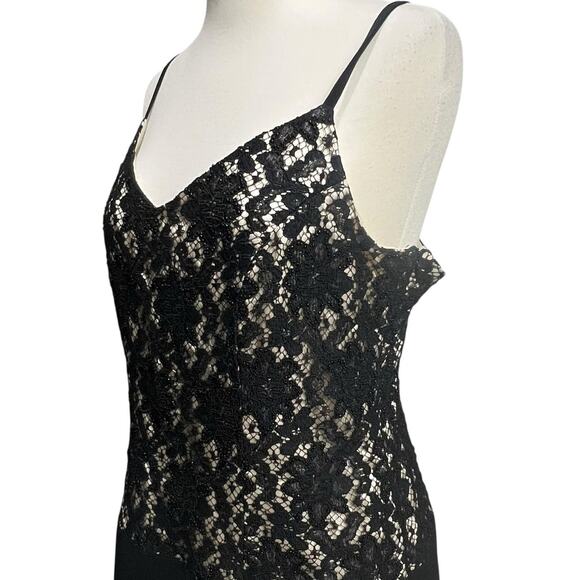Carole Little Dress 10P Black Beaded Lace Spaghetti Strap Drop Waist Whimsygoth - Picture 3 of 15